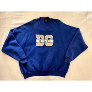 Vintage Style Varsity Bears Crewneck Sweatshirt Mens XL Blue Applique Collegiate